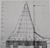 Michel Andrault e Pierre Parat, sezione verticale del complesso con indicazione delle quote, 1987  (archivio del Genio Civile di Siracusa) 